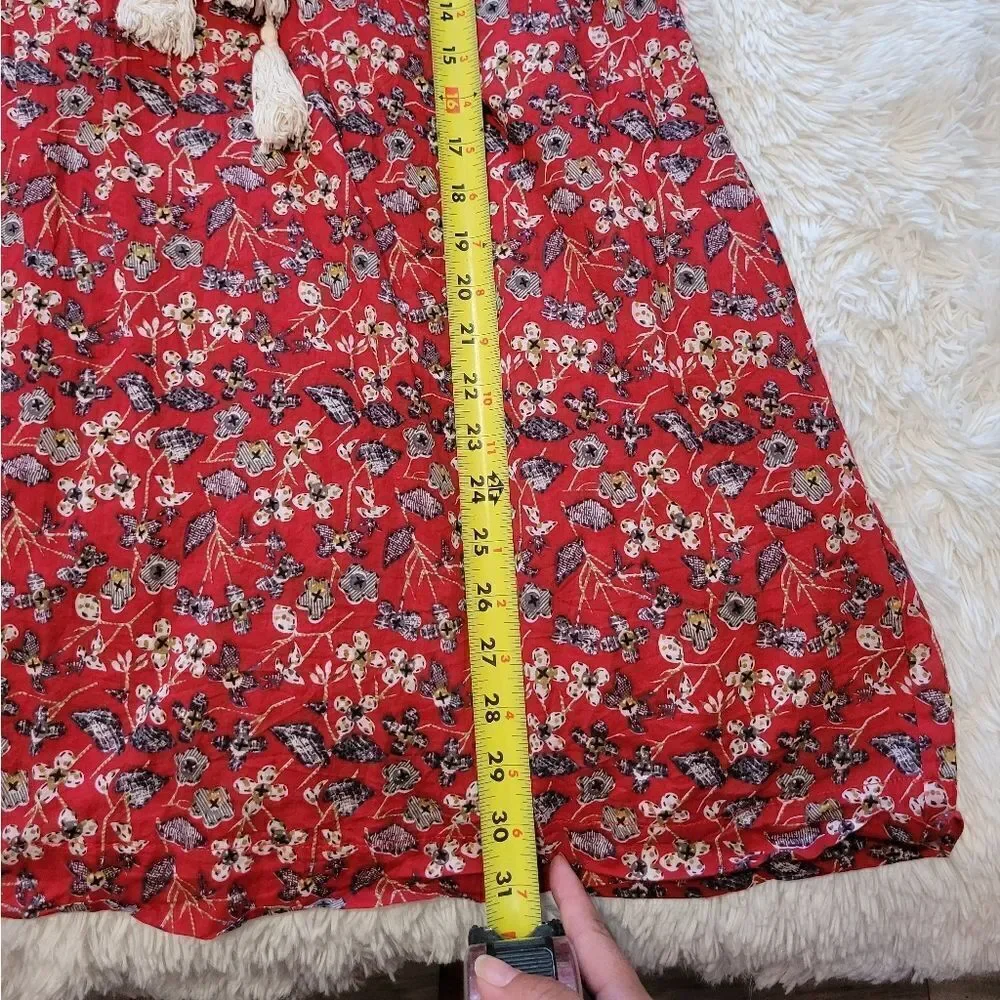 Hayden red floral peasant mini dress sz Small - Picture 5 of 13